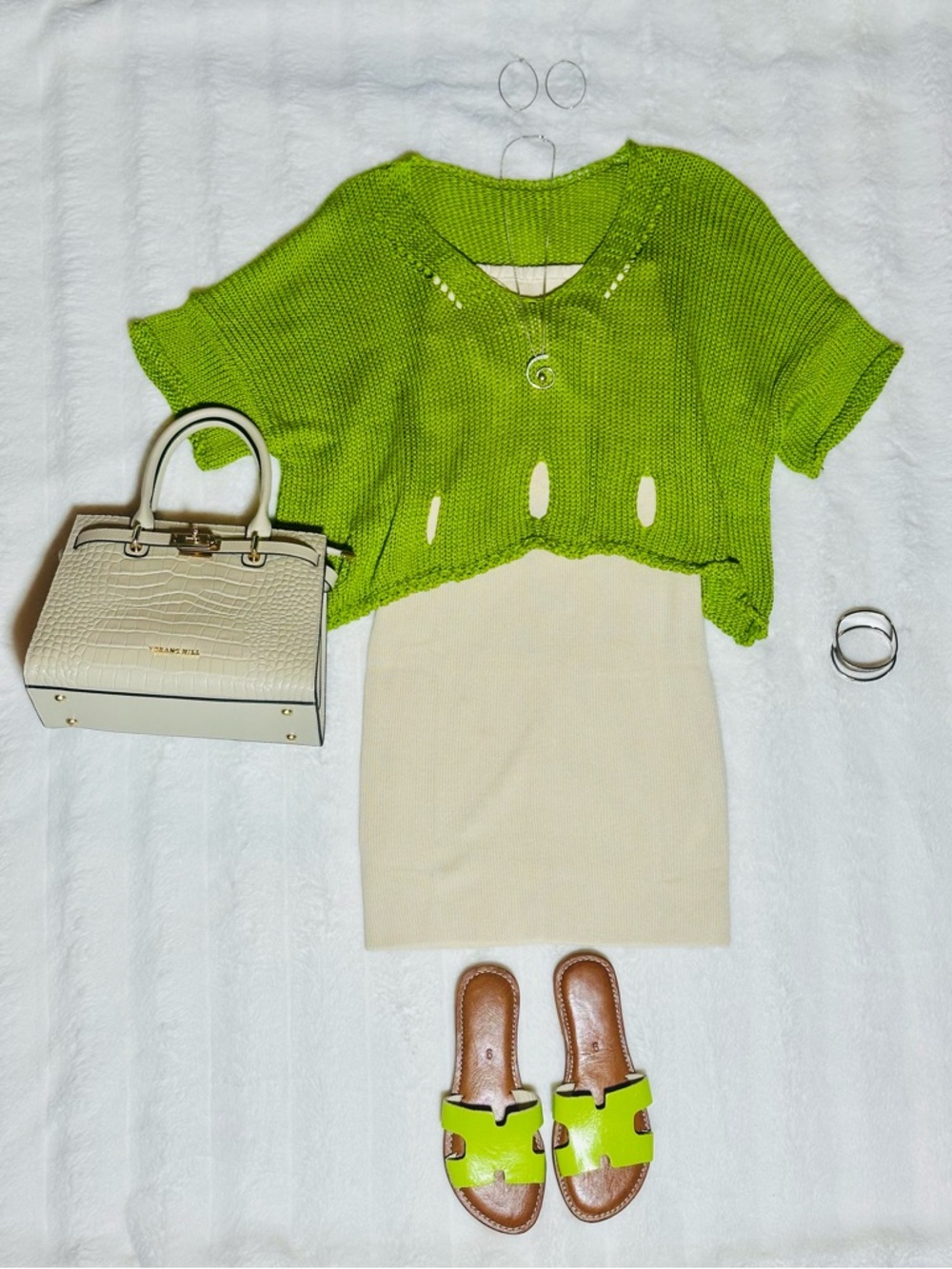 Lime Green Cropped Knit Top